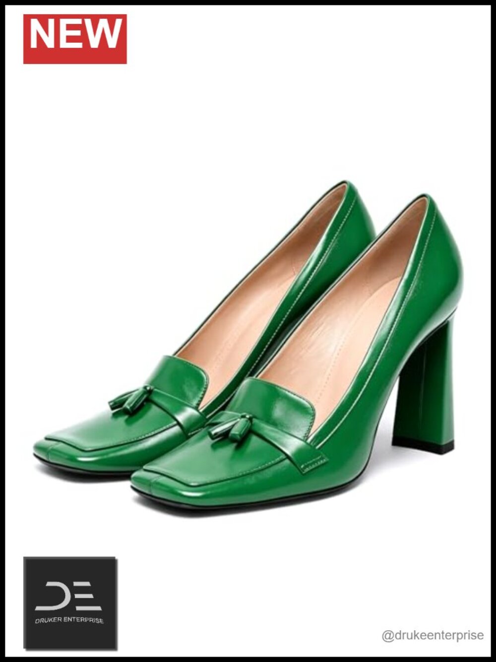 Womens Square Toe Tassel Loafers Chunky Block Heel Pumps Comfortable Office